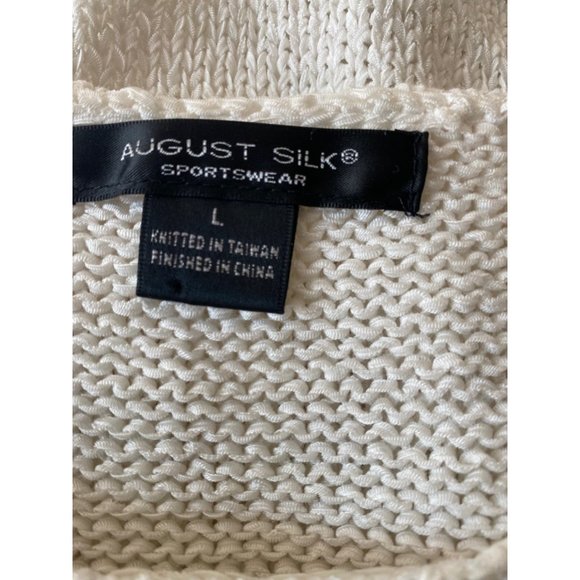 Vintage August Silk Cream Cable Knit Tank Top | Size Large - Picture 5 of 5